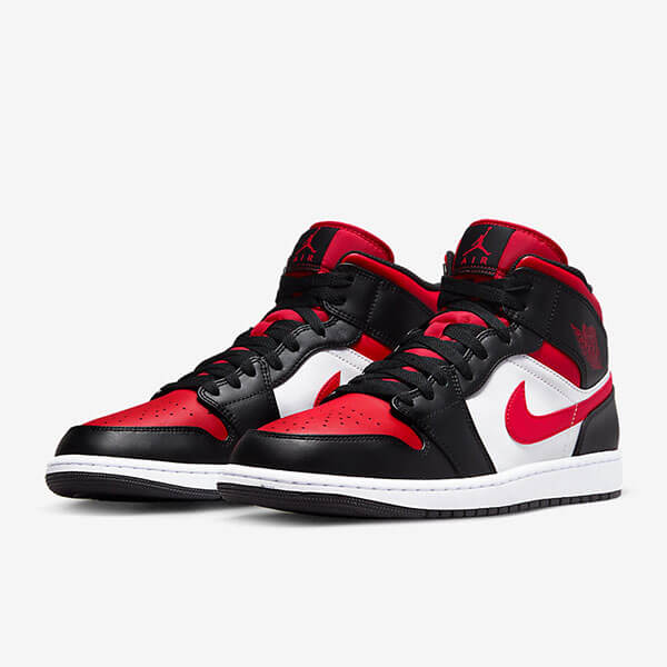 Nike Air Jordan 1 Mid White Black Red (2022) Sko Herre Norge | Jordan ...